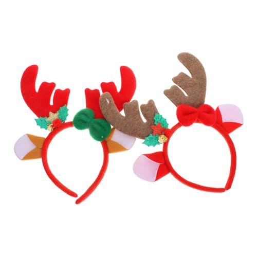 iplusmile 2 Stück Rentier Geweih Stirnband Karikatur Weihnachts Haarschmuck Karneval Party Cosplay Zubehör Weihnachten Haarband für Erwachsene von iplusmile