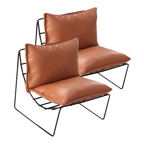 iplusmile 2 Stück Schmiedeeisensofa -Stuhlmodell Miniatur-Puppenhauszubehör Puppenstuhl Miniatur-Stuhlmodell Puppenhaus Möbel Ministuhl für Puppe Haut Light Brown von iplusmile