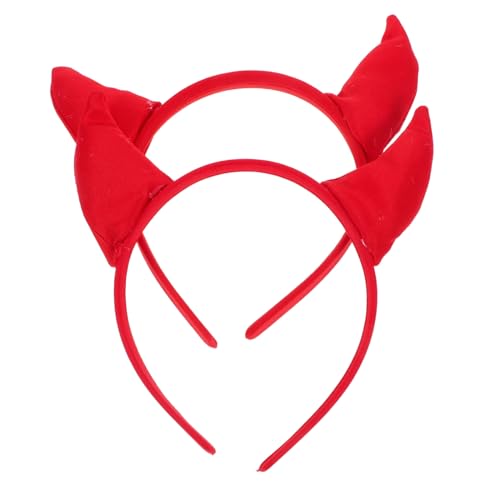 iplusmile 2 Stück Stirnband Aus Horn Mädchen Hörner Stirnband Cosplay-stirnband Für Mädchen Kostüm Hörner Halloween-hörner Halloween -haarzubehör Frauen Haarreifen Rot Stoff von iplusmile