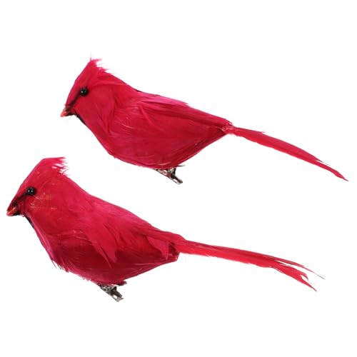 iplusmile 2 Stück Teiliges Clip Vogeldekoration mit Realistischen Federn Leichte Künstliche Vogelornamente für Weihnachtsbaum Garten und Heimdeko Farbintensive Nachbildung von iplusmile