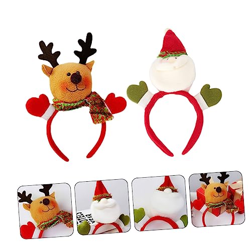 iplusmile 2 Stück Teiliges Weihnachts Kostüm Haarband mit Weihnachtsmann Schneemann und Rentier Figuren Leichtes Tragbares Party Accessoire für Festliche Kinderfeiern und Karneval von iplusmile