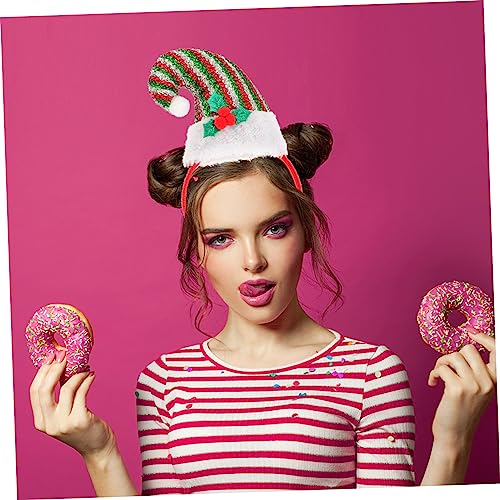 iplusmile 2 Stück Weihnachtliche Elf Hut Stirnbänder Festliche Haarreifen mit Grün Band und Gestreiftem Kleeblatt Bequemes Kopfband für Erwachsene und Haaraccessoires von iplusmile