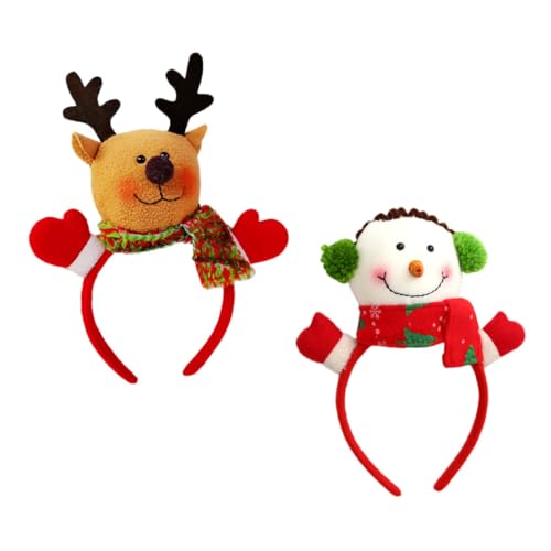iplusmile 2 Stück Weihnachtliche Haarreifen Niedliche Weihnachtsmann Schneemann Rentier Puppen Stirnbänder Leicht und Bequem Festliche Party Accessoires für Xmas Feiern von iplusmile