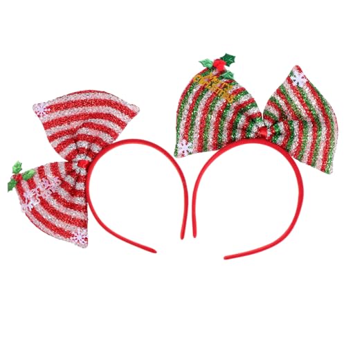 iplusmile 2 Stück Weihnachtlicher Haarreif mit Glitzerndem Schleifen Design Leichtes Formstabiles Partyhaarschmuck für Festliche Weihnachtsfeiern und Lebendige von iplusmile