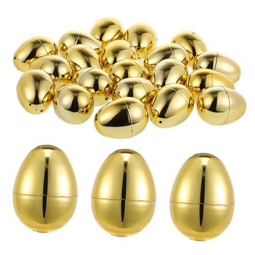 iplusmile 20 Stück Teiliges Befüllbare Goldene Ostereier aus Kunststoff Wiederverwendbare Osterdekoration zum Befüllen mit Süßigkeiten für Ostertisch Eiersuche und Festtagsdekoration von iplusmile