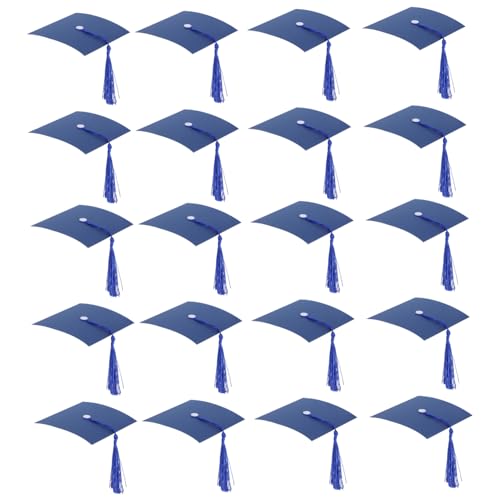 iplusmile 20 Stück Teiliges Mini Abschlusskappen Cake Topper in Blau Stilvolle Partydekoration für Abschlussfeiern Kreative Flaschendeko und Schokoladenverzierung Passend für Kuchen und von iplusmile