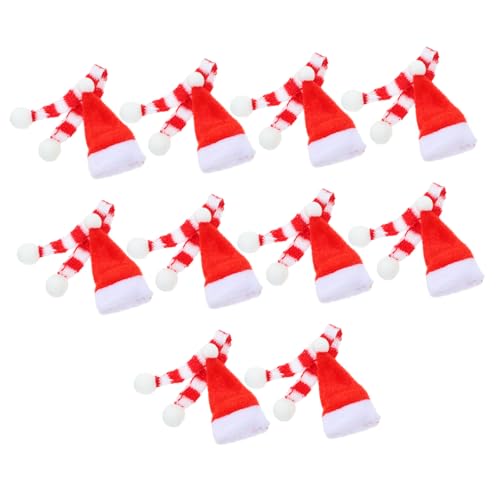 iplusmile 20 Stück Teiliges Mini Weihnachtsmützen und Schal Handgestrickte Xmas Ornamente in Rot Weiß Dekorative Puppenaccessoires für Weihnachten Festliche Bastel und Wohnraumdeko von iplusmile