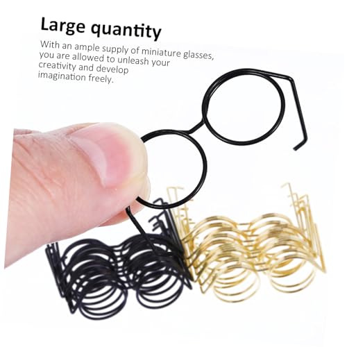 iplusmile 20 Stück Teiliges Miniatur Puppenbrillen Metall Draht Rahmen Kleine Runde Brillen Prop für Kostüm Puppenhaus Deko Gold Schwarz Stylisches Zubehör für Basteln und Verkleiden von iplusmile