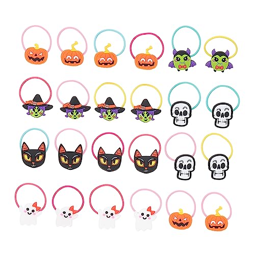 iplusmile 24 Stück Teiliges Halloween Haargummi mit Cartoon Motiven Elastische Haarbänder mit Guter Dehnbarkeit Bequemes Haarschmuck Zubehör für Kinderpartys und Vielseitige Haarstylings von iplusmile