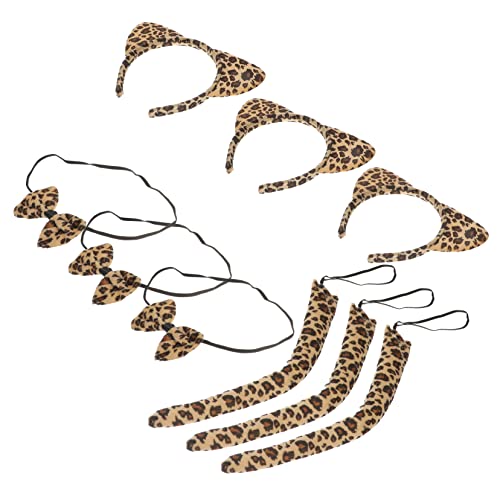 iplusmile 3 Sätze Leopardenmuster Katzenohren Haarreif mit Fliege und Leichtes Cosplay Stirnband für Kostümparty Karneval und Alltag Komfortabel und Dekorativ von iplusmile
