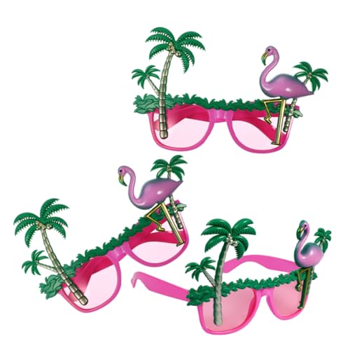 iplusmile 3 Stück Hawaii Party Sonnenbrille Set Flamingo und Kokosnussbaum Design Leichte UV Schutzbrillen für Sommer Strand und Poolpartys Tropische Partybrillen als Sommer Beach Party von iplusmile