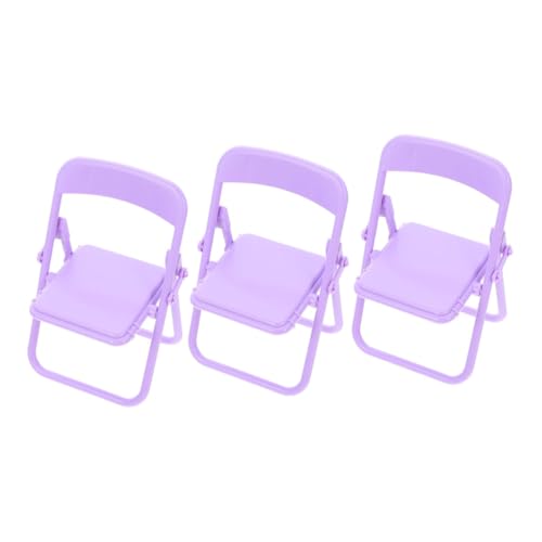 iplusmile 3 Stück Kleiner Stuhl Im Puppenhaus Falten Faltbar Möbel Für Künstlich Gefälscht Drinnen Zubehör Miniaturen Mini-Stuhl-Modell Stuhlverzierung Violett Plastik von iplusmile