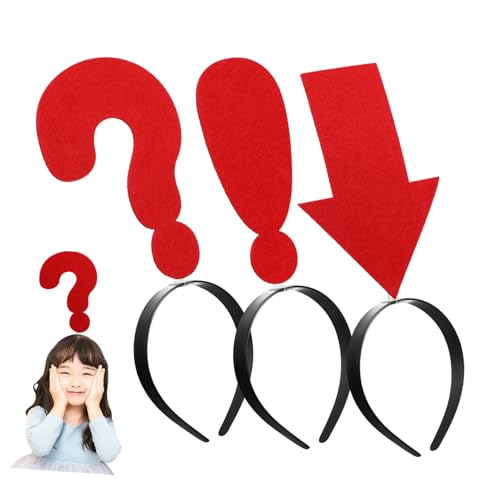 iplusmile 3 Stück Kreative Stirnbänder mit Lustigen Roten Symbolen Fragezeichen Ausrufezeichen Haarreif für Karneval Cosplay Party Vielseitiges Accessoire Bequemes Material von iplusmile