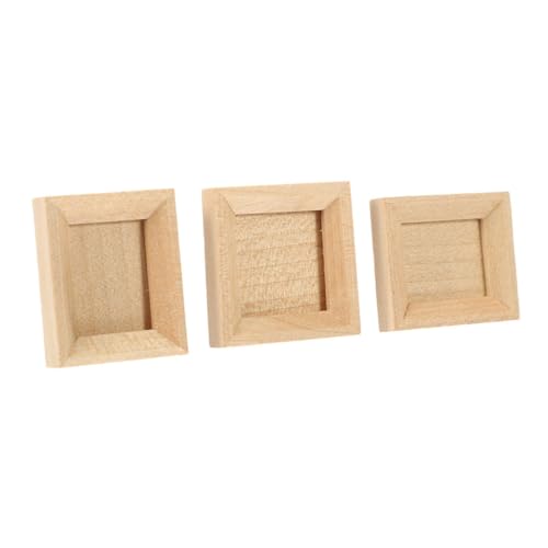 iplusmile 3 Stück Mini -Fotorahmen Ornamente Kleinkinder Miniatur Fotorahmen basteln Puppenhaus Bilderrahmen Puppenhaus-Dekorationszubehör Mini-Bilderrahmen Mikro-Fotorahmen Holz Beige von iplusmile