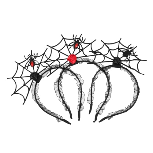 iplusmile 3 Stück Teiliges Halloween Spinnennetz Haarreif mit Spitzenbesatz Dekorative Spinnen Designs für Halloween Party Cosplay und Festliche Kostüme Auffälliges Accessoire für Damen von iplusmile