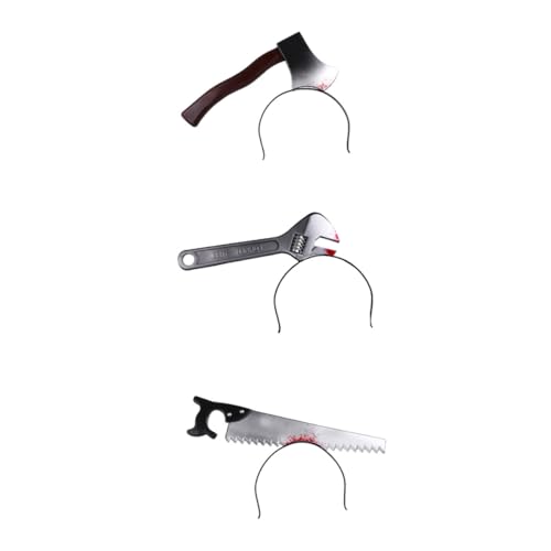 iplusmile 3 Stück Teiliges Halloween Stirnband Set Gruselige Cosplay Kopfdekorationen mit Axt Säge Schraubenschlüssel für Party Kostüm Zubehör Langlebig und Bequem für Halloween Deko und von iplusmile