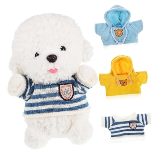 iplusmile 3 Stück Teiliges Puppenkleidung für Plüschtiere Strickpullover Hoodie in Blau und Gelb Weiche Outfits für Kuscheltiere DIY Kleider für Puppen und Stofftiere von iplusmile