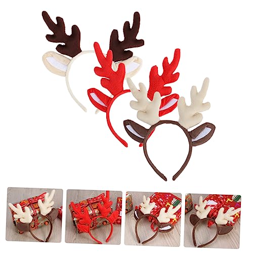 iplusmile 3 Stück Teiliges Weihnachts Rentiergeweih Haarreif Weiche Cosplay Stirnbänder mit Niedlichen Hirschohren Rutschfeste Leichte Festtags Haaraccessoires für Erwachsene Party von iplusmile