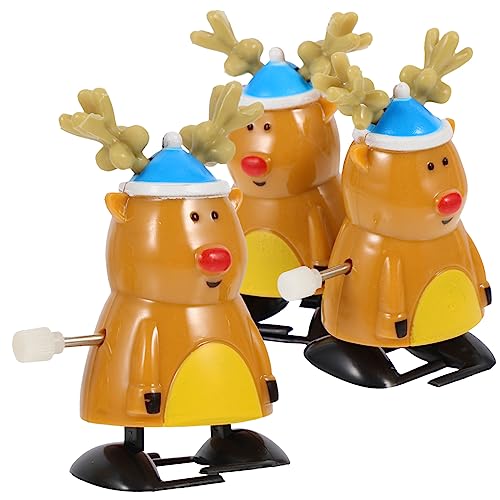 iplusmile 3 Stück Weihnachts Aufziehspielzeug Rentier Cartoon Wind Up Toys ohne Batterie Lustige Mitgebsel für Kleinigkeiten Weihnachtsdeko Handliche von iplusmile