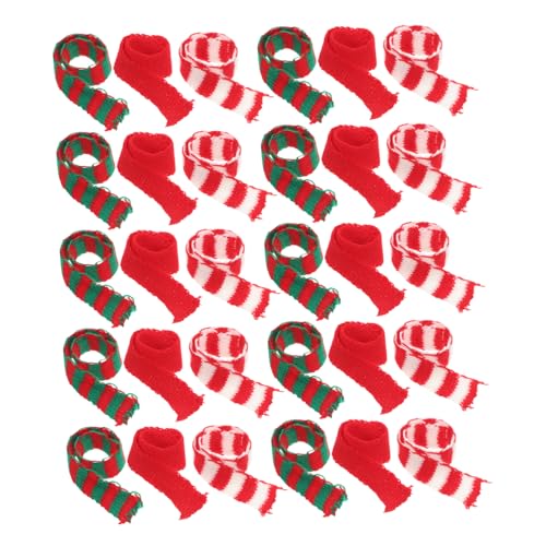 iplusmile 30 Stück Teiliges Mini Strickschals aus Wolle Dekorative Weihnachtsdeko in Rot Weiß Grün Fein Gestrickt Niedliche Mini Schals für Puppen und Bastelprojekte Festliche Tisch und von iplusmile