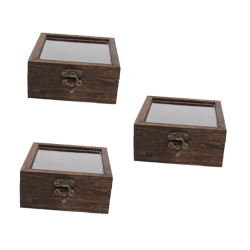 iplusmile 3Er-Box Kästchen mit Insektenproben Pin-Anzeige Pin Vitrine Schaukästen für Sammlerstücke Vitrine für gepresste Blumen gepresste Blumenpräsentation Schattenboxen Holz Light Brown von iplusmile