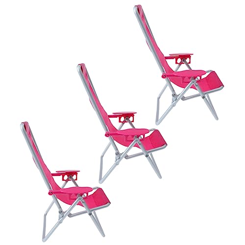 iplusmile 3Stücke Strandstuhl Klappbare Lounge Stühle für Puppenhäuser Langlebig und Sicher für Miniaturgärten Fensterdekoration und Party Dekoration von iplusmile