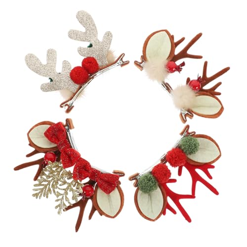 iplusmile 4 Paare Weihnachts Haarspangen Rentier Geweih Design Cartoon Haarclips Winter Antler Headwear für Party Festliche Haarschmuck Mädchen Frauen Zubehör von iplusmile