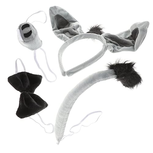 iplusmile 4 Stück Teiliges Esel Kostüm Set mit Stirnband Fliege und Nase Halloween Tierkostüm für Jungen Mädchen Hautfreundlich Bequem für Cosplay Party und Fotosession von iplusmile