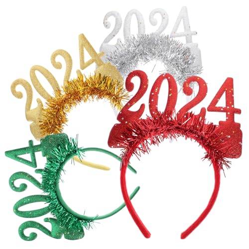 iplusmile 4 Stück Teiliges Party Haarband mit Glitzer Leichtes Neujahrs Stirnband für Frauen und Mädchen Vielseitiger Weihnachtshaarschmuck für Silvester und Weihnachtsfeiern von iplusmile