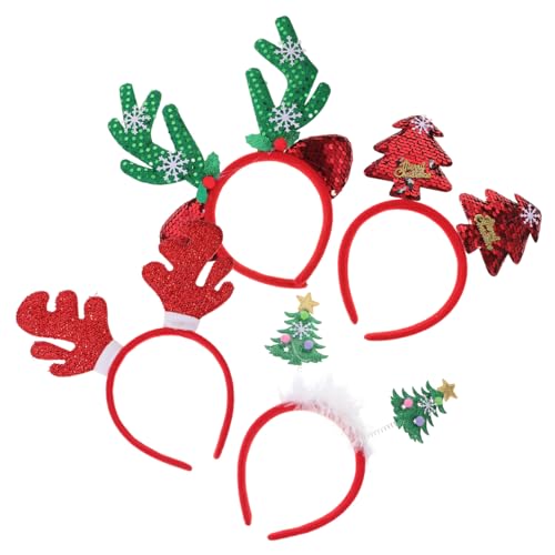 iplusmile 4 Stück Teiliges Weihnachts Hirschgeweih Stirnband Lustiges Party Accessoire für Erwachsene und Leicht zu Tragen Festliche Weihnachtskopfdeko für Weihnachtsfeiern von iplusmile