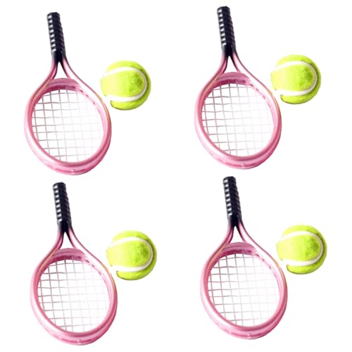 iplusmile 4Sätze Tennisschläger Teiliges Mini Tennis Zubehör für Puppenhaus Dekorative Requisiten für Kreative Spielwelten für Miniaturmöbel von iplusmile