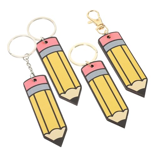 iplusmile 4Stücke Holz Schlüsselanhänger Bleistift Schlüsselketten für Lehrer Regenbogen Design Partygeschenk Weihnachten und Besondere Anlässe von iplusmile