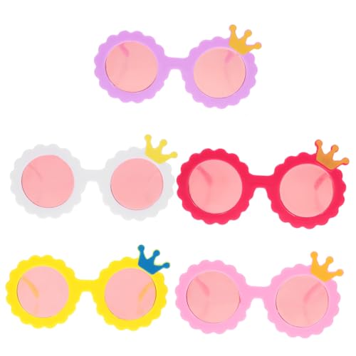 iplusmile 5 Paare Mini Puppen Sonnenbrillen Kunststoff Eyewear Bunte Transparente Gläser Modisch Leicht Strapazierfähig für Puppenhaus Dekoration und DIY Zubehör von iplusmile