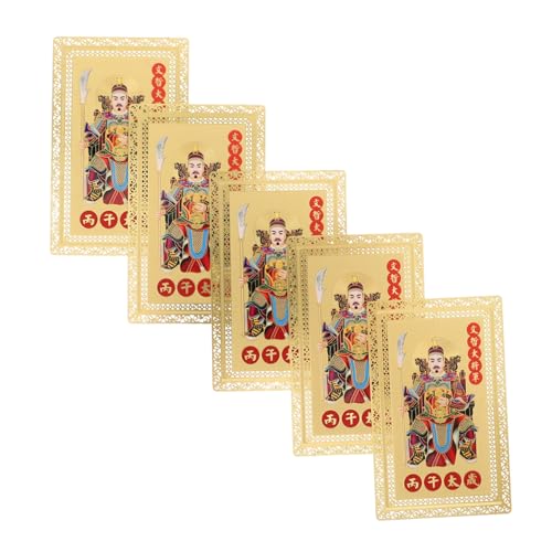 iplusmile 5 Stück Teiliges Chinesisches Taisui Amulett das Jahr des Pferdes Tragbare Kupfer-schutzkarten mit Feng Shui Elementen Kleines Glücksbringer Zuhause Geldbörse oder Anhänger von iplusmile