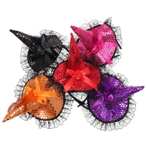 iplusmile 5 Stück Teiliges Halloween Haarband mit Pailletten Bunter Hexenhut Haarschmuck Cosplay Accessoire für Erwachsene Komfortabel und Sicher für Party und Fotosession von iplusmile