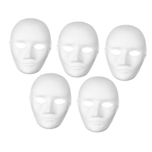 iplusmile 5 Stück Teiliges Weiße Pappmaché Masken Bemalen Leichte Diy Bastelmasken für Fasching Kostümpartys Halloween und Kreative Gruppenaktivitäten von iplusmile