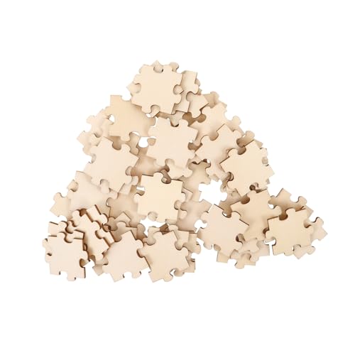 iplusmile 50 Stück Holz Puzzle Teile DIY Bastelset aus Natürlichem Holz zum Selbstgestalten Blanko Puzzle für Kreative Malprojekte Pädagogisch Geeignet für Familien für Dekoration und von iplusmile