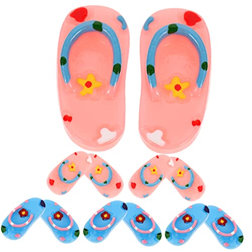iplusmile 6 Paare Miniatur Strand Hausschuhe Dekoration Slipper Modell für Puppenhaus DIY Strandthema Zubehör Rosa Blau von iplusmile