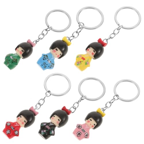 iplusmile 6 Stück Teiliges Cartoon Schlüsselanhänger Japanische Kimono Puppe aus Robustem Zinklegierung Niedliche Taschenanhänger für Mädchen Dekorativ für Rucksäcke Haus Zufällige Farbe von iplusmile