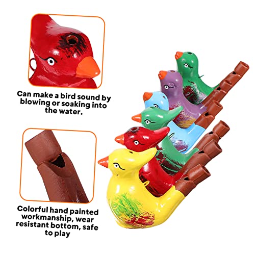 iplusmile 6 Stück Teiliges Handbemalter Keramik Vogelpfeifen mit Wassereffekt Bunte Kleine Vogel Melodiepfeifen mit Schlüsselbändern Interaktives Lernspielzeug für zu von iplusmile