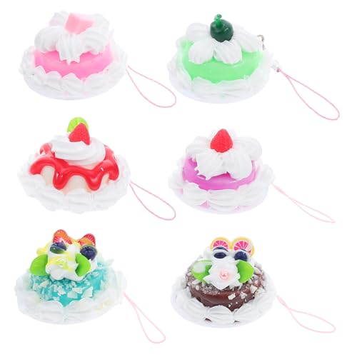 iplusmile 6 Stück kleiner Kuchenanhänger gefälschtes Gebäck gefälschtes Essen Gefälschter Kuchen Faux-Gebäck-Display falsches Brot Dessert-Simulationsmodell Kuchen-Modell PVC von iplusmile
