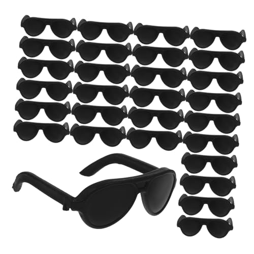iplusmile 60 Stück Mini Sonnenbrillen für Puppen Kunststoff Puppenbrillen Zubehör Kleine Schwarze Sonnenbrille zum Basteln für DIY Projekte und Puppenkostüme von iplusmile