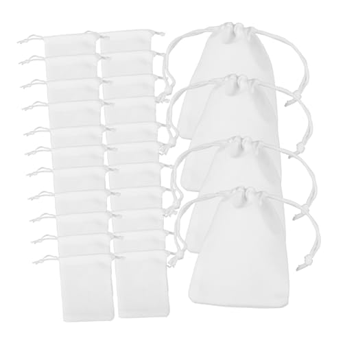iplusmile 60 Stück Weiße Geschenktaschen Kleine Mehrzweck Zugbeutel für Schmuck Hochzeit Candy Bags Tragbare Schmuck und Geschenkbeutel mit Feiner Verarbeitung von iplusmile