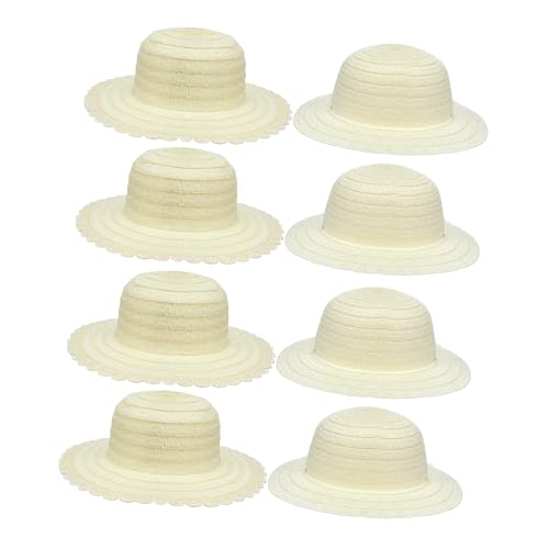 iplusmile 8 Stück Teiliges DIY Strohhut Weiß Blanko Strohhüte zum Bemalen Kreatives Bastelset für Handarbeit Geburtstagsparty Strand und Schulprojekte von iplusmile