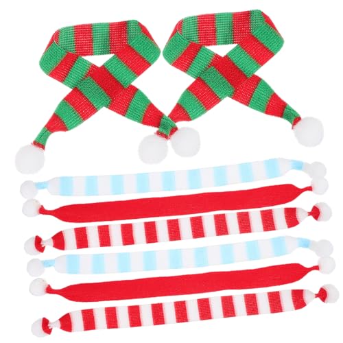 iplusmile 8 Stück Teiliges Mini Strickschal Weihnachtsdeko Bunte Polyester Miniatur Schals für Weinflaschen Puppen und Christbaumschmuck Vielseitig Einsetzbare Weiche Weihnachtsaccessoires von iplusmile