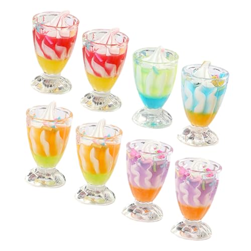 iplusmile 8 Stück Teiliges Miniatur Eisbecher aus Resin Realistische Puppenhaus EIS Dekoration Farblich Gemischte Mini Eiscremes Langlebig und Detailreich für Puppenhaus Zubehör von iplusmile
