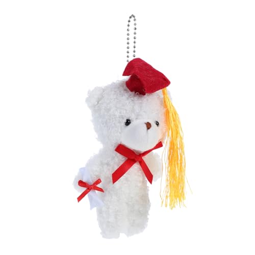 iplusmile Abschlusssaison Dr. Bär DIY Abschlussdeko Plüsch Abschlussschlüsselkettenplüsch Abschlussbär-Dekoration Abitur-Plüsch Abschlussbär mit Mütze Diplom-Bär PP Baumwolle Weiß von iplusmile