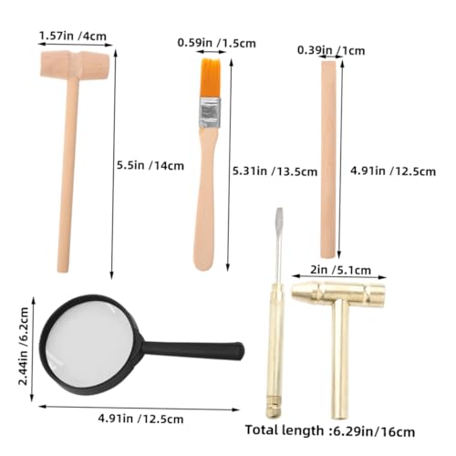 iplusmile Ausgrabungsset Archäologische Werkzeuge Teilig Holz Metall Grabset mit Hammer Meißel Pinsel Lupe für Jungen Mädchen Lernspielzeug Archäologie DIY von iplusmile