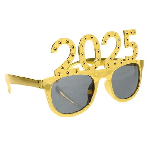 iplusmile Bohrer-plattierende Quadratgläser Rahmen Oval tragen Neuheit Neujahrsbrille Schüttgut Partynummer Brille Abschlussfeier Brille Neujahrsparty-Brillen lustige Tanzbrille Stk Golden von iplusmile