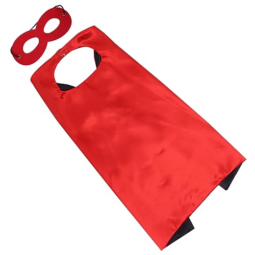 iplusmile Cosplay Umhang Set Doppellagiger Rotschwarzer Cape mit Großer Roter Maske Bequemes Kostüm für Fasching Halloween Party Langlebig Sicher und Leicht Anzuziehen für Jungen Mädchen von iplusmile